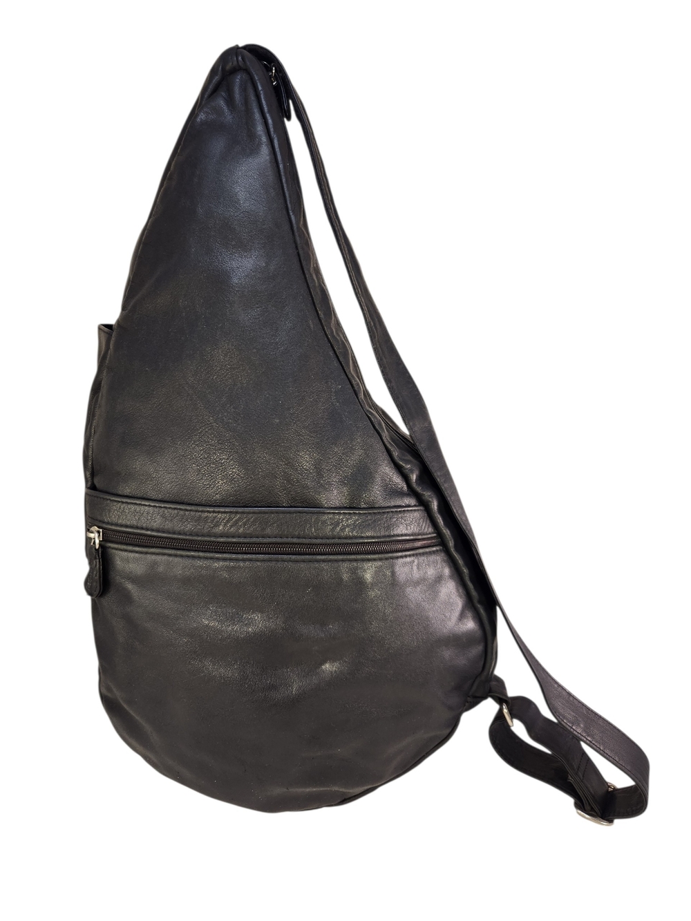 AmeriBag Large 22" Black Leather Sling Healthy Back Bag Style 5105 Unisex Travel